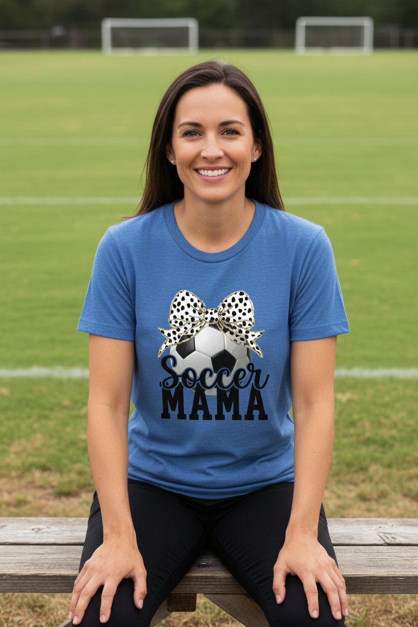 Soccer Mama Bow Vibes – Cute & Trendy Game Day Style T-Shirt HTHR TRUE ROYAL - 6004 - FRONT