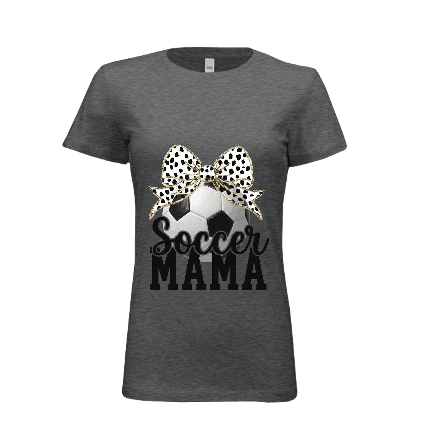 Soccer Mama Bow Vibes – Cute & Trendy Game Day Style T-Shirt DRK GREY HEATHER - 6004 - FRONT