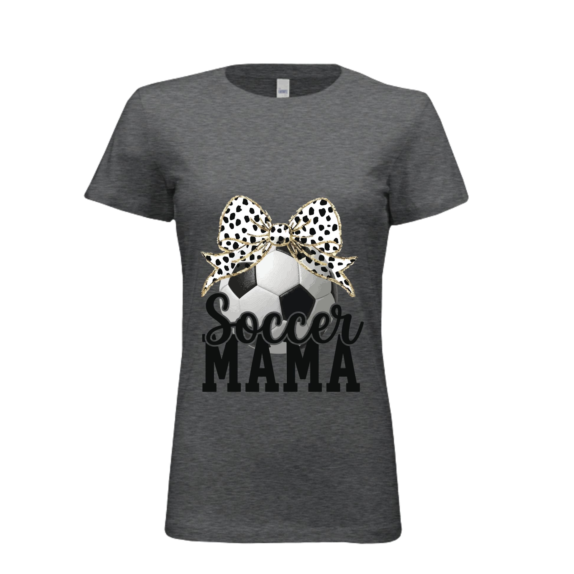 Soccer Mama Bow Vibes – Cute & Trendy Game Day Style T-Shirt DRK GREY HEATHER - 6004 - FRONT