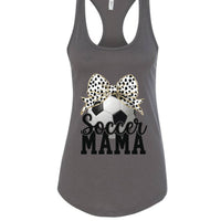 Soccer Mama Bow Vibes – Cute & Trendy Game Day Style Tank Top Dark Gray - N1533 - FRONT