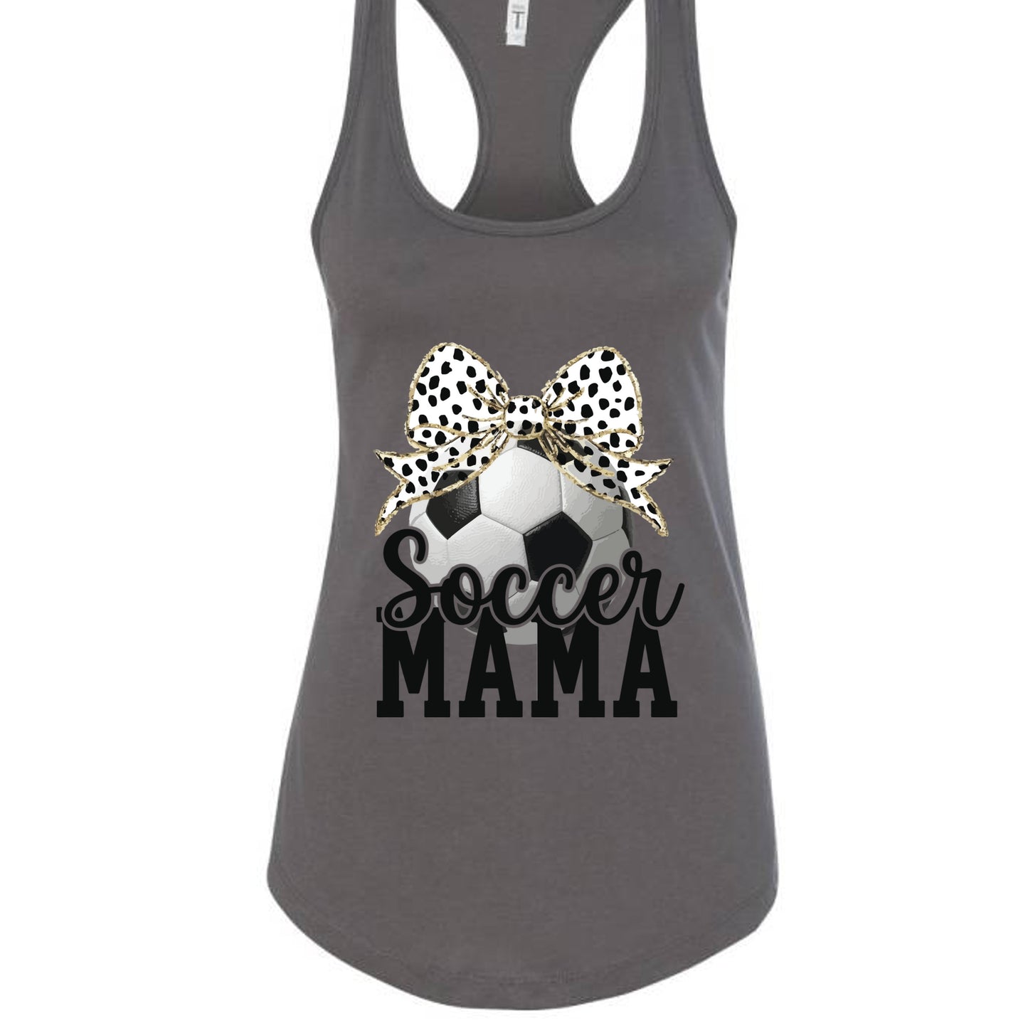 Soccer Mama Bow Vibes – Cute & Trendy Game Day Style Tank Top Dark Gray - N1533 - FRONT