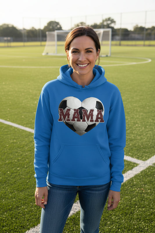 Soccer Mama Heart Hoodie - Athletic Pride Mom Spirit  Royal - FRONT