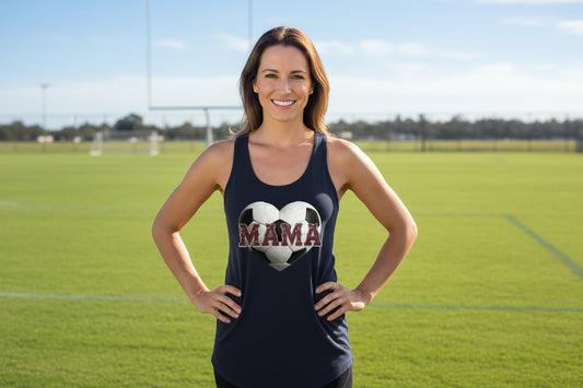 Soccer Mama Heart Tank Top - Athletic Pride Mom Spirit Black - FRONT