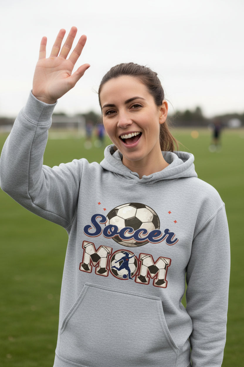 Soccer Mom Heartbeat Hoodie Proud Sports Family Design SPORT GREY - SF500 - FRONT