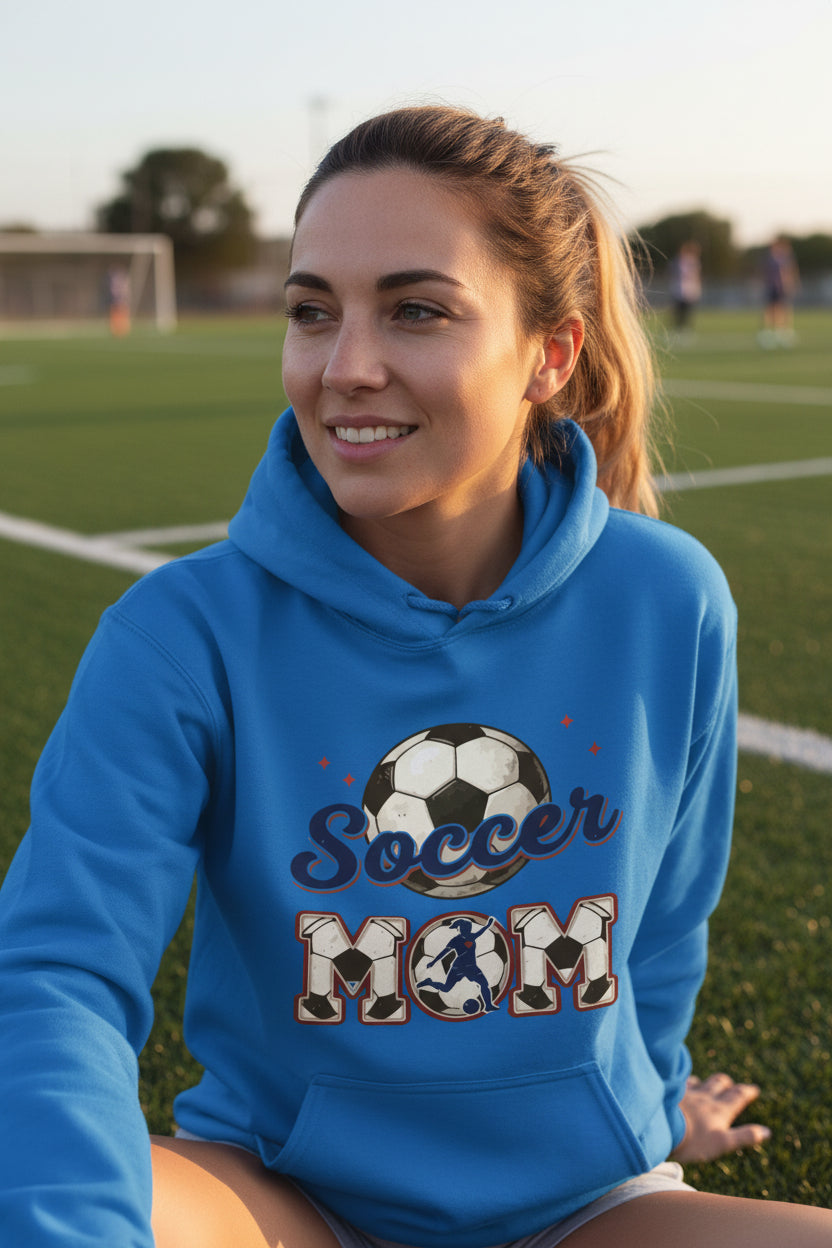 Soccer Mom Heartbeat Hoodie Proud Sports Family Design Royal - SF500 - FRONT