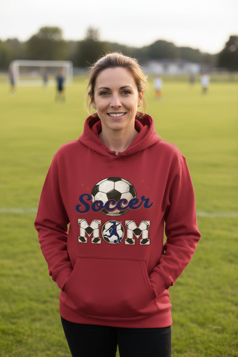 Soccer Mom Heartbeat Hoodie Proud Sports Family Design RED - SF500 - FRONT