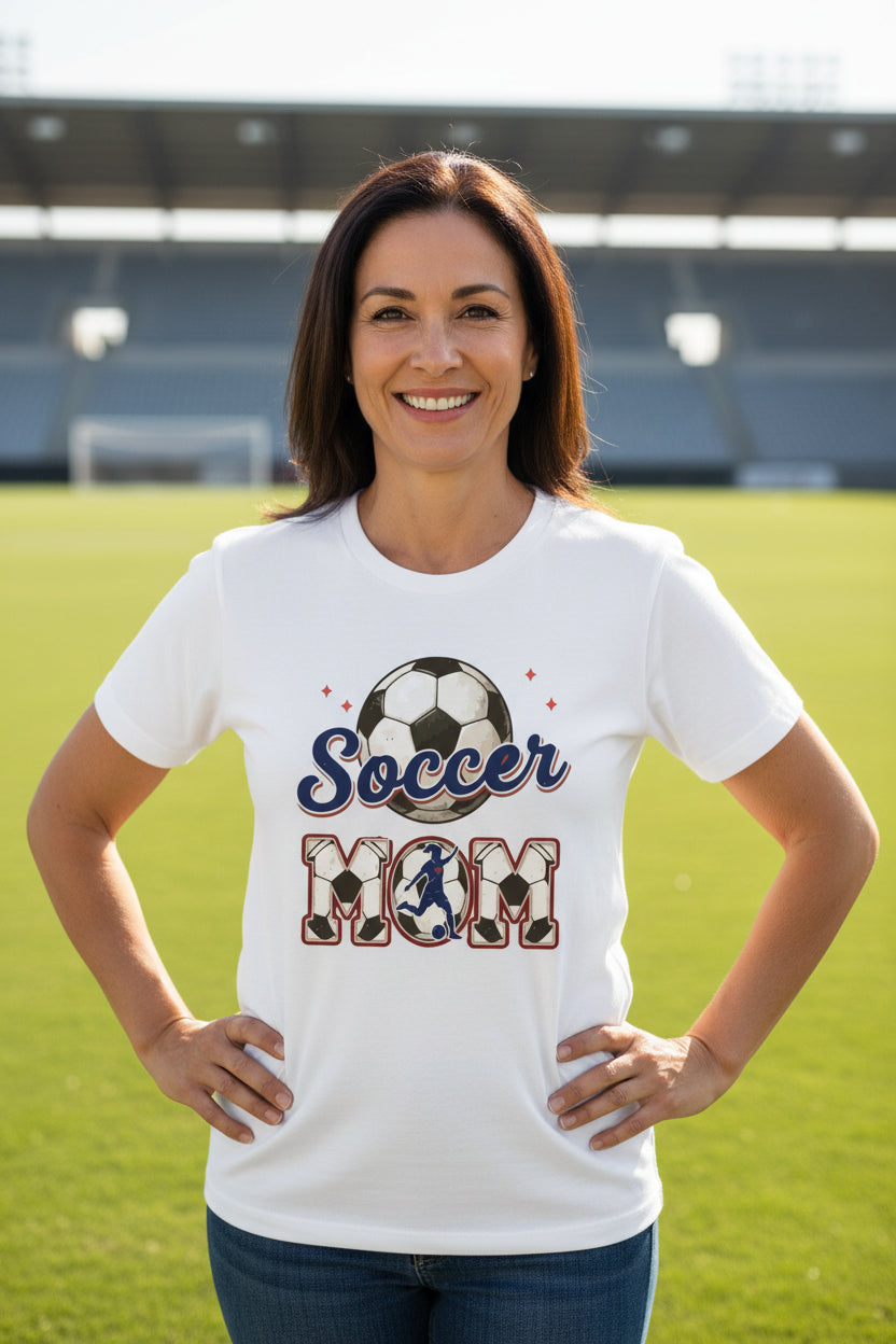 Soccer Mom Heartbeat T-Shirt Proud Sports Family Design WHITE - 6004 - FRONT