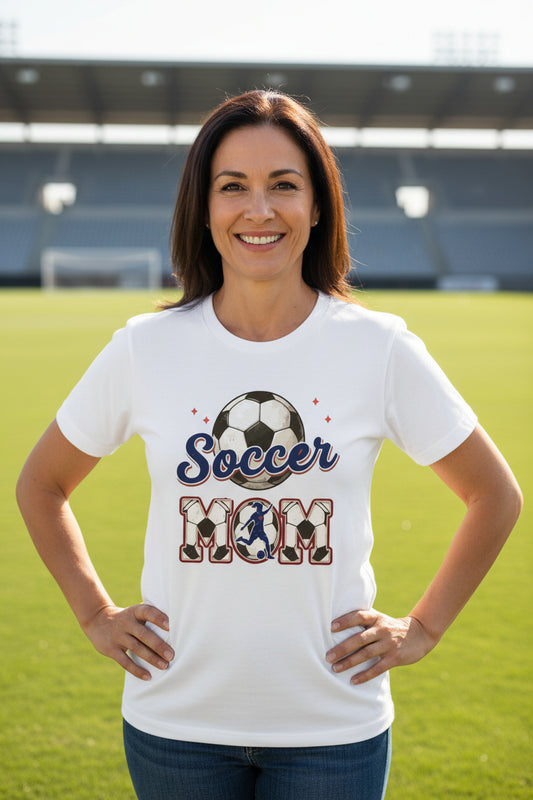 Soccer Mom Heartbeat T-Shirt Proud Sports Family Design WHITE - 6004 - FRONT
