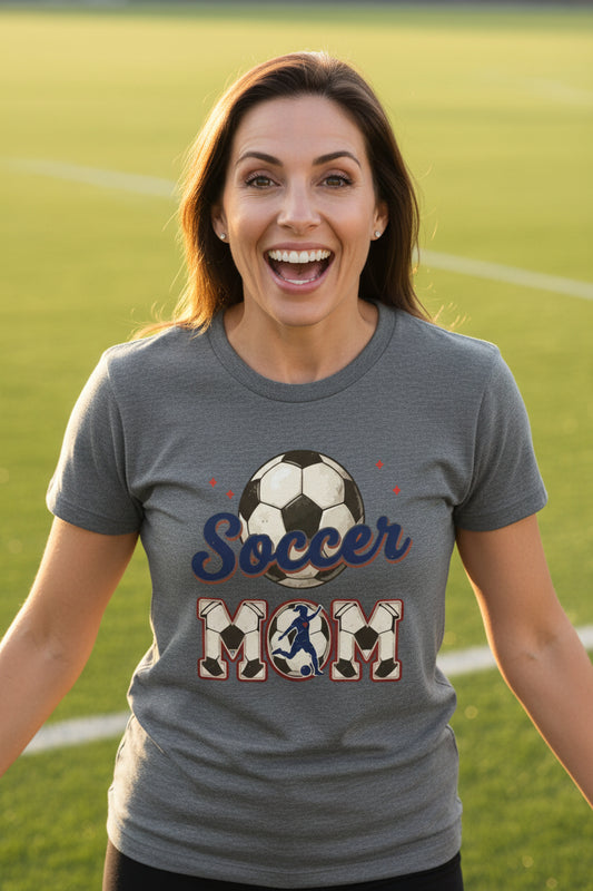 Soccer Mom Heartbeat T-Shirt Proud Sports Family Design DRK GREY HEATHER - 6004 - FRONT