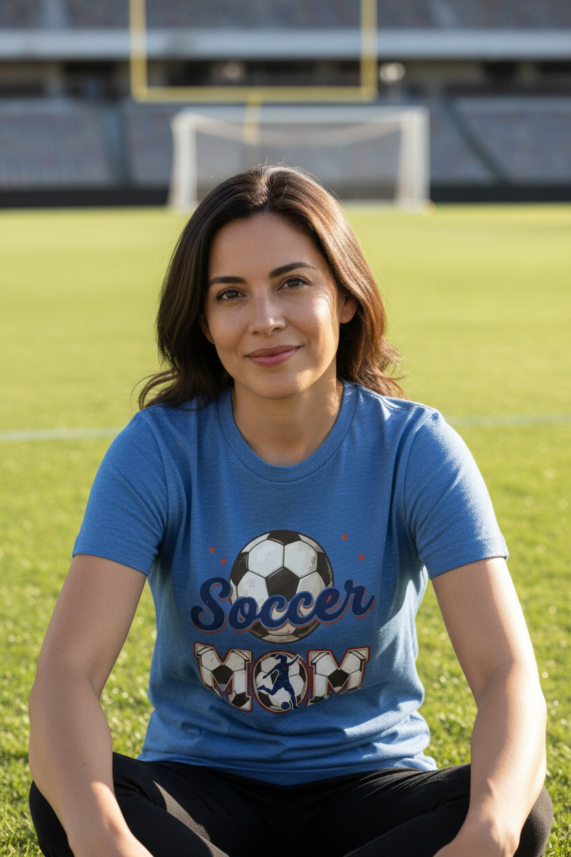 Soccer Mom Heartbeat T-Shirt Proud Sports Family Design HTHR TRUE ROYAL - 6004 - FRONT
