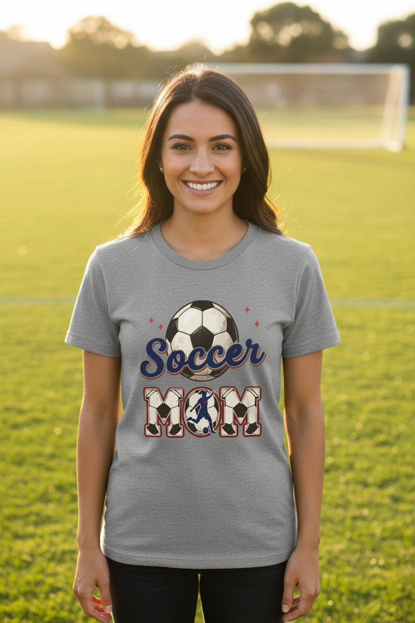 Soccer Mom Heartbeat T-Shirt Proud Sports Family Design ATHLETIC HEATHER - 6004 - FRONT