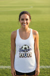 Soccer Mom Heartbeat Tank Top Proud Sports Family Design White - N1533 - FRONT