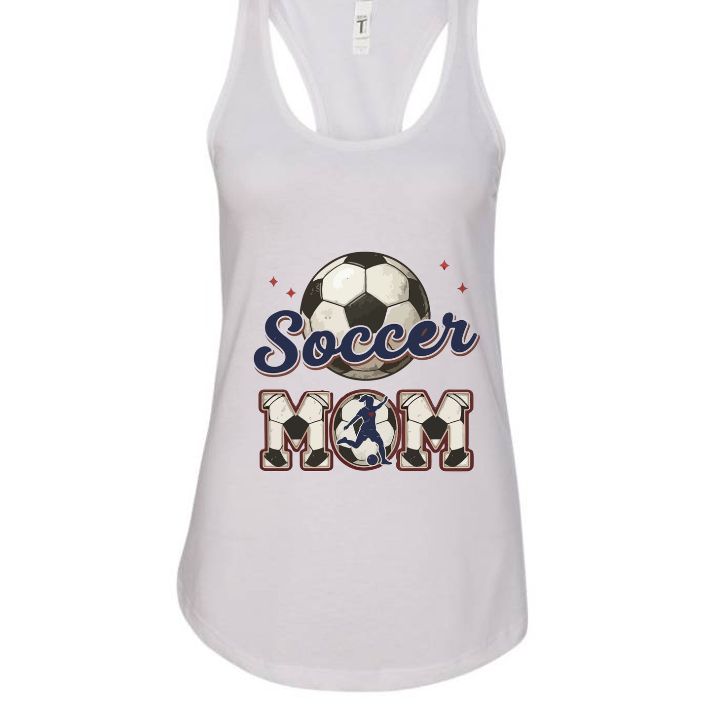 Soccer Mom Heartbeat Tank Top Proud Sports Family Design White - N1533 - FRONT