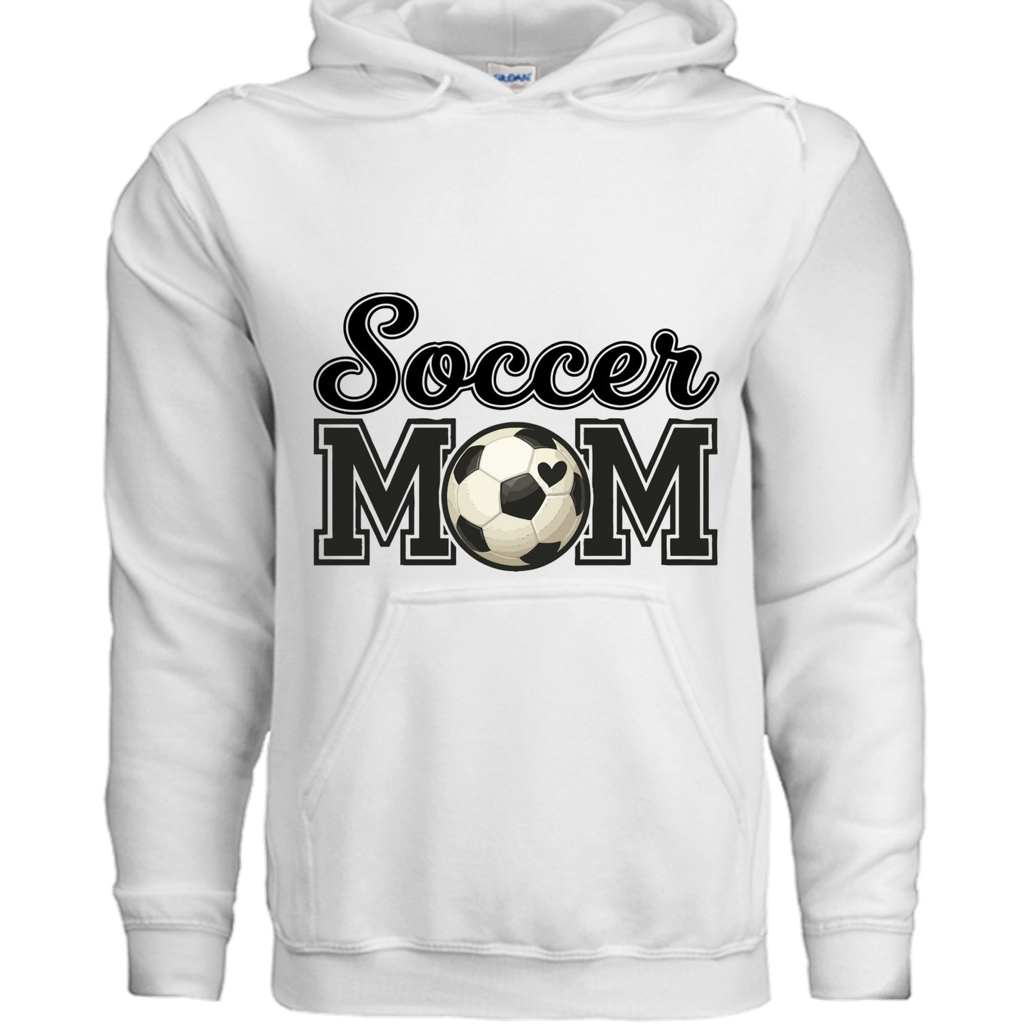 Soccer Mom Hoodie with Heart Ball – Game Day Spirit Style WHITE - SF500 - FRONT