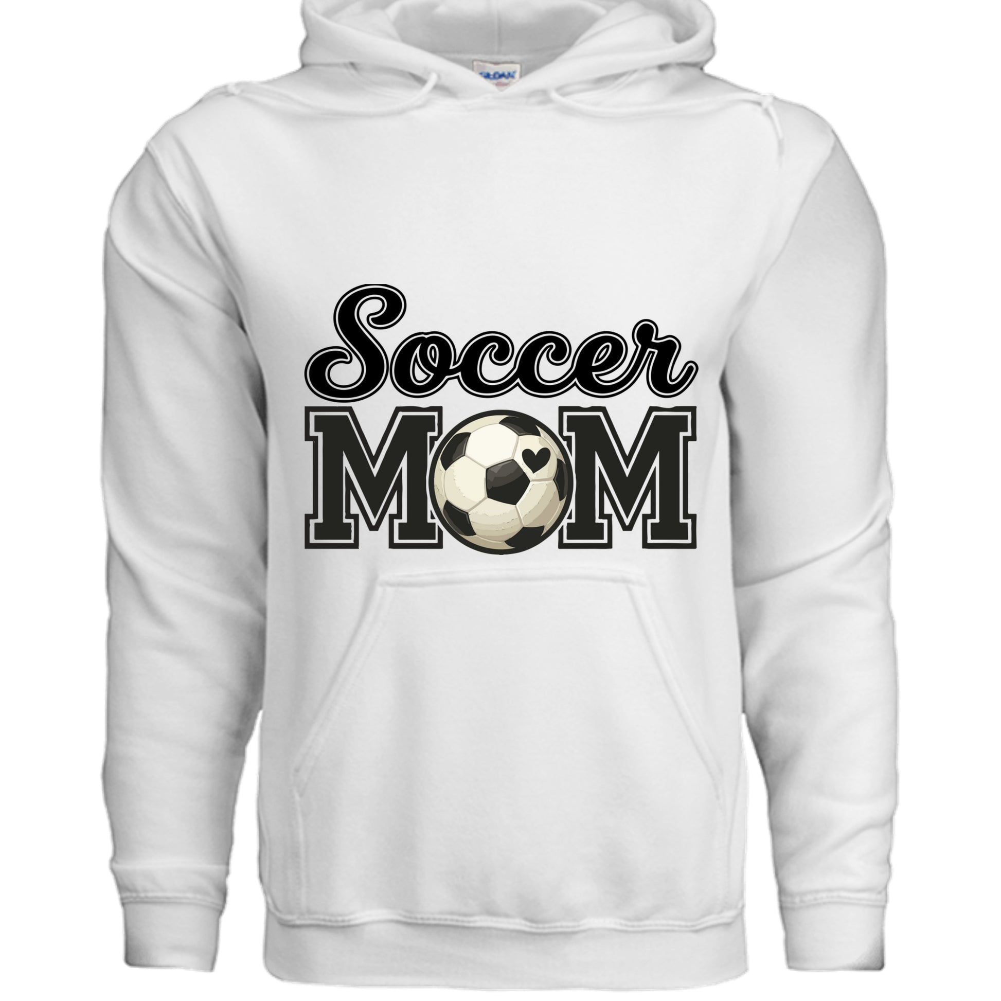 Soccer Mom Hoodie with Heart Ball – Game Day Spirit Style WHITE - SF500 - FRONT