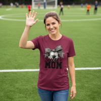 Soccer Mom Life – Chic Bow Game Day Statement T-Shirt MAROON - 6004 - FRONT