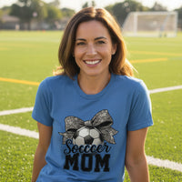 Soccer Mom Life – Chic Bow Game Day Statement T-Shirt HTHR TRUE ROYAL - 6004 - FRONT
