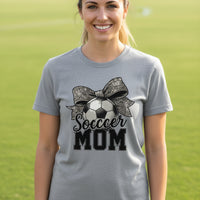 Soccer Mom Life – Chic Bow Game Day Statement T-Shirt ATHLETIC HEATHER - 6004 - FRONT