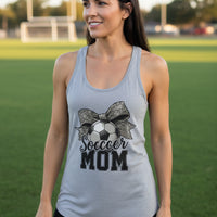 Soccer Mom Life – Chic Bow Game Day Statement Tank Top Heather Gray - N1533 - FRONT