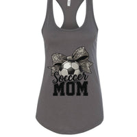 Soccer Mom Life – Chic Bow Game Day Statement Tank Top Dark Gray - N1533 - FRONT