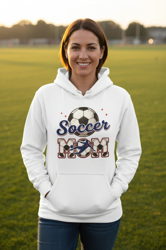 Soccer Mom Passion Player Silhouette Design Hoodie WHITE - SF500 - FRONT