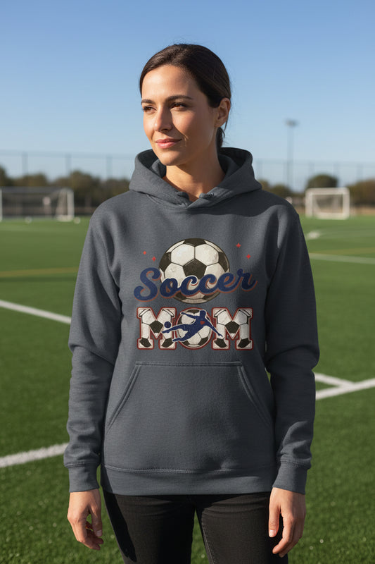 Soccer Mom Passion Player Silhouette Design Hoodie DARK HEATHER - SF500 - FRONT