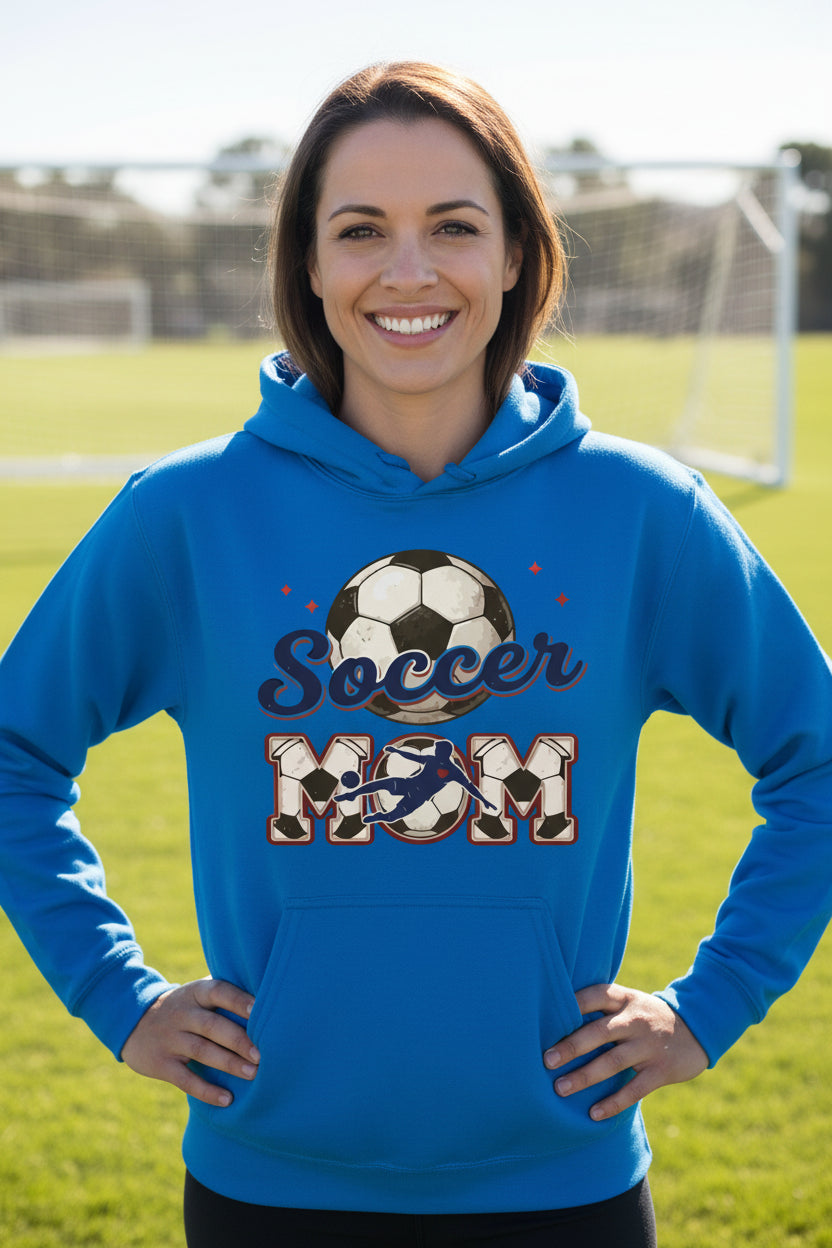 Soccer Mom Passion Player Silhouette Design Hoodie Royal - SF500 - FRONT