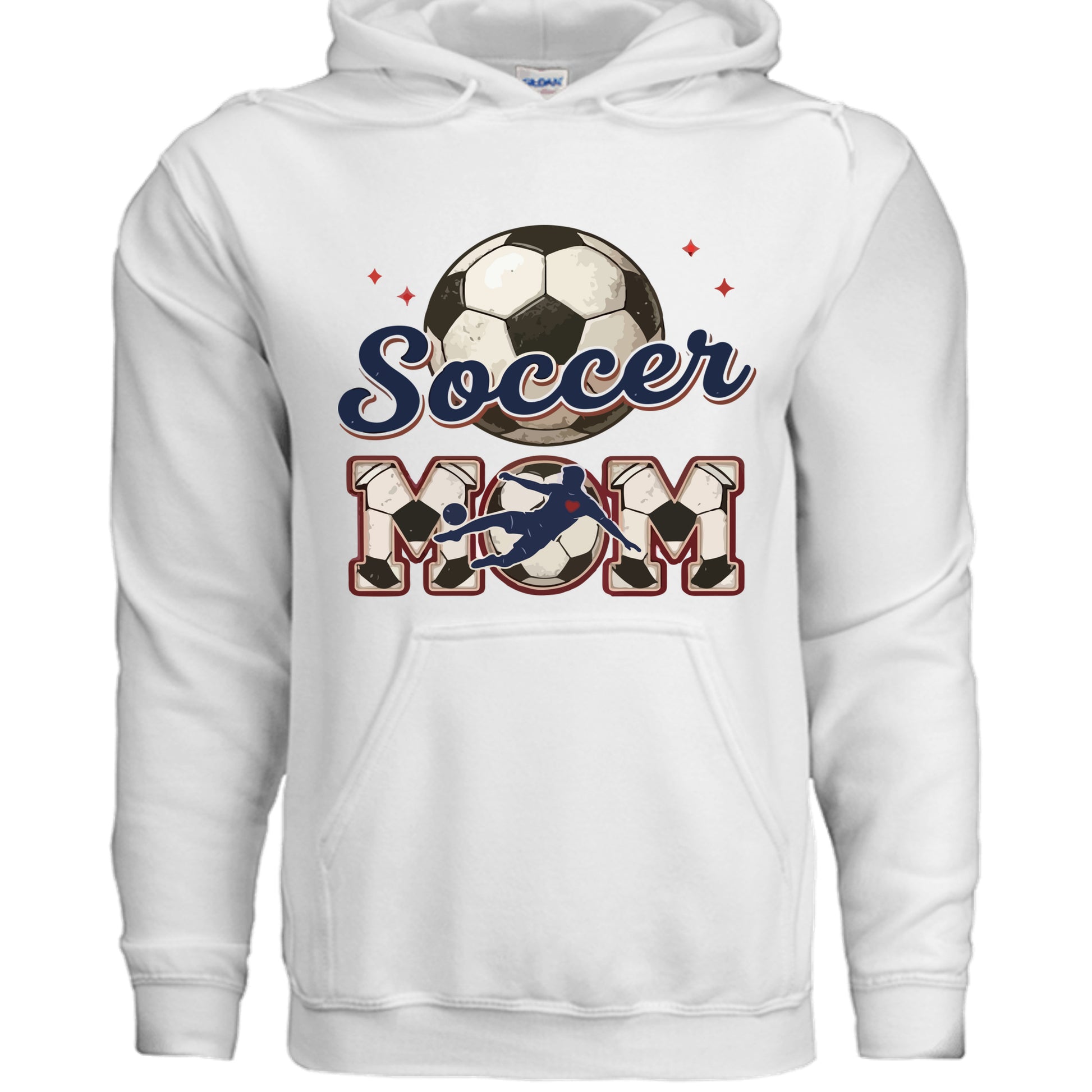 Soccer Mom Passion Player Silhouette Design Hoodie WHITE - SF500 - FRONT