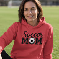 Soccer Mom Script Design with Ball Graphic – Game Day Spirit Style Hoodie RED - FRONT