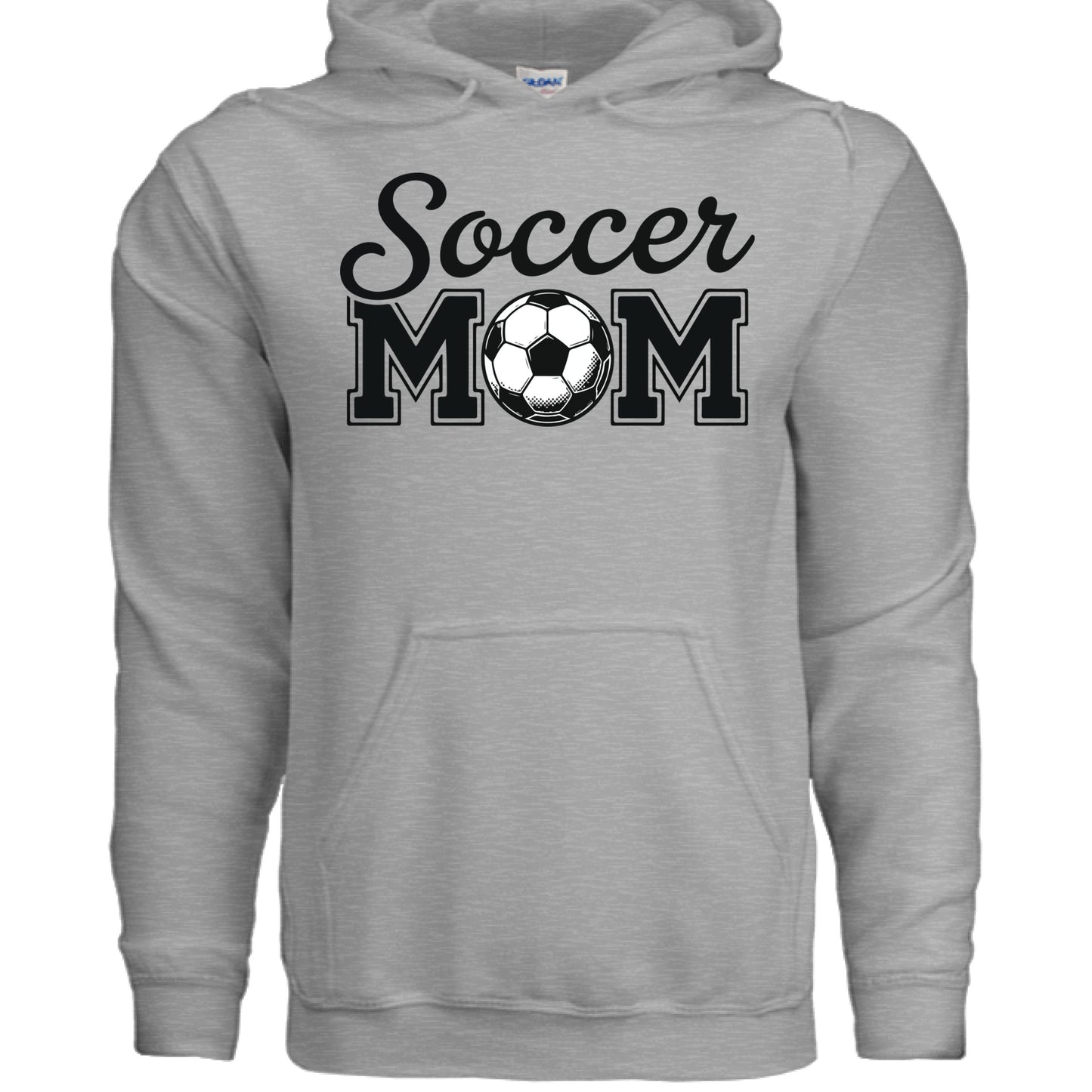 Soccer Mom Script Design with Ball Graphic – Game Day Spirit Style Hoodie SPORT GREY - FRONT