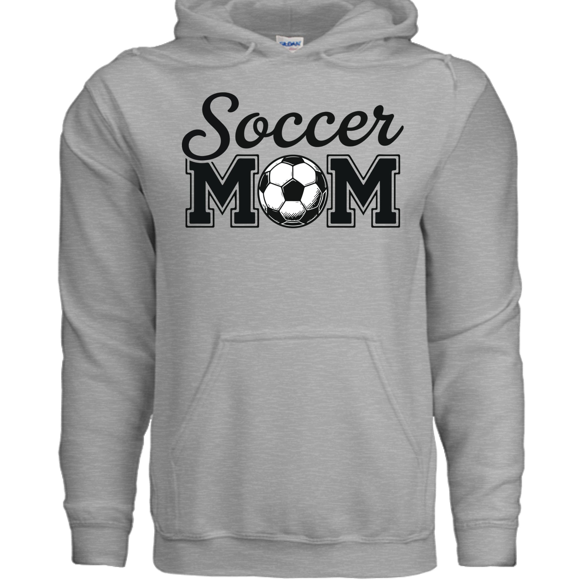 Soccer Mom Script Design with Ball Graphic – Game Day Spirit Style Hoodie SPORT GREY - FRONT