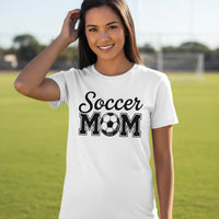 Soccer Mom Script Design with Ball Graphic – Game Day Spirit Style T-Shirt WHITE - FRONT