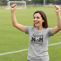 Soccer Mom Script Design with Ball Graphic – Game Day Spirit Style T-Shirt ATHLETIC HEATHER - FRONT