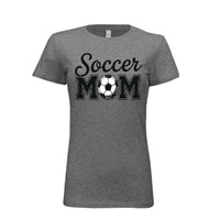 Soccer Mom Script Design with Ball Graphic – Game Day Spirit Style T-Shirt DEEP HEATHER - FRONT