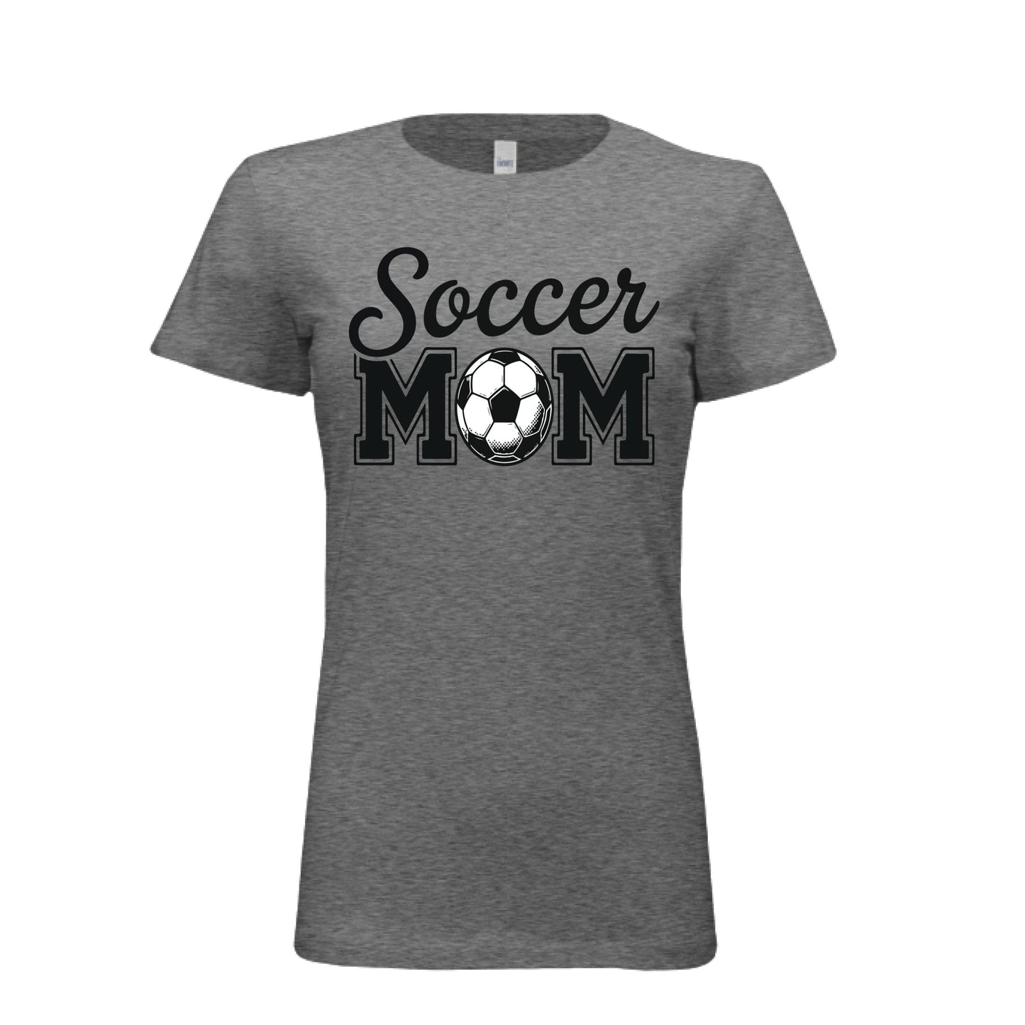 Soccer Mom Script Design with Ball Graphic – Game Day Spirit Style T-Shirt DEEP HEATHER - FRONT