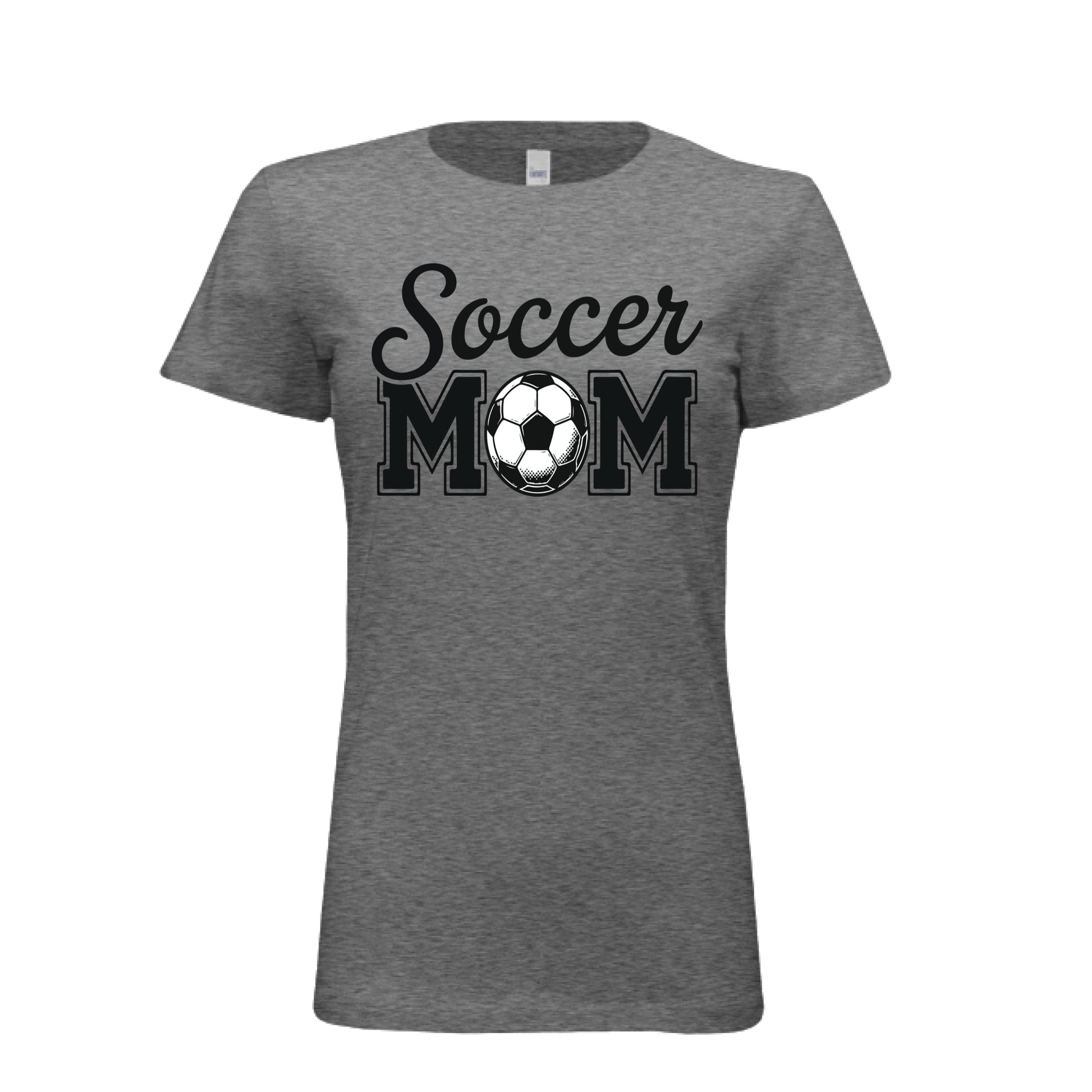 Soccer Mom Script Design with Ball Graphic – Game Day Spirit Style T-Shirt DEEP HEATHER - FRONT