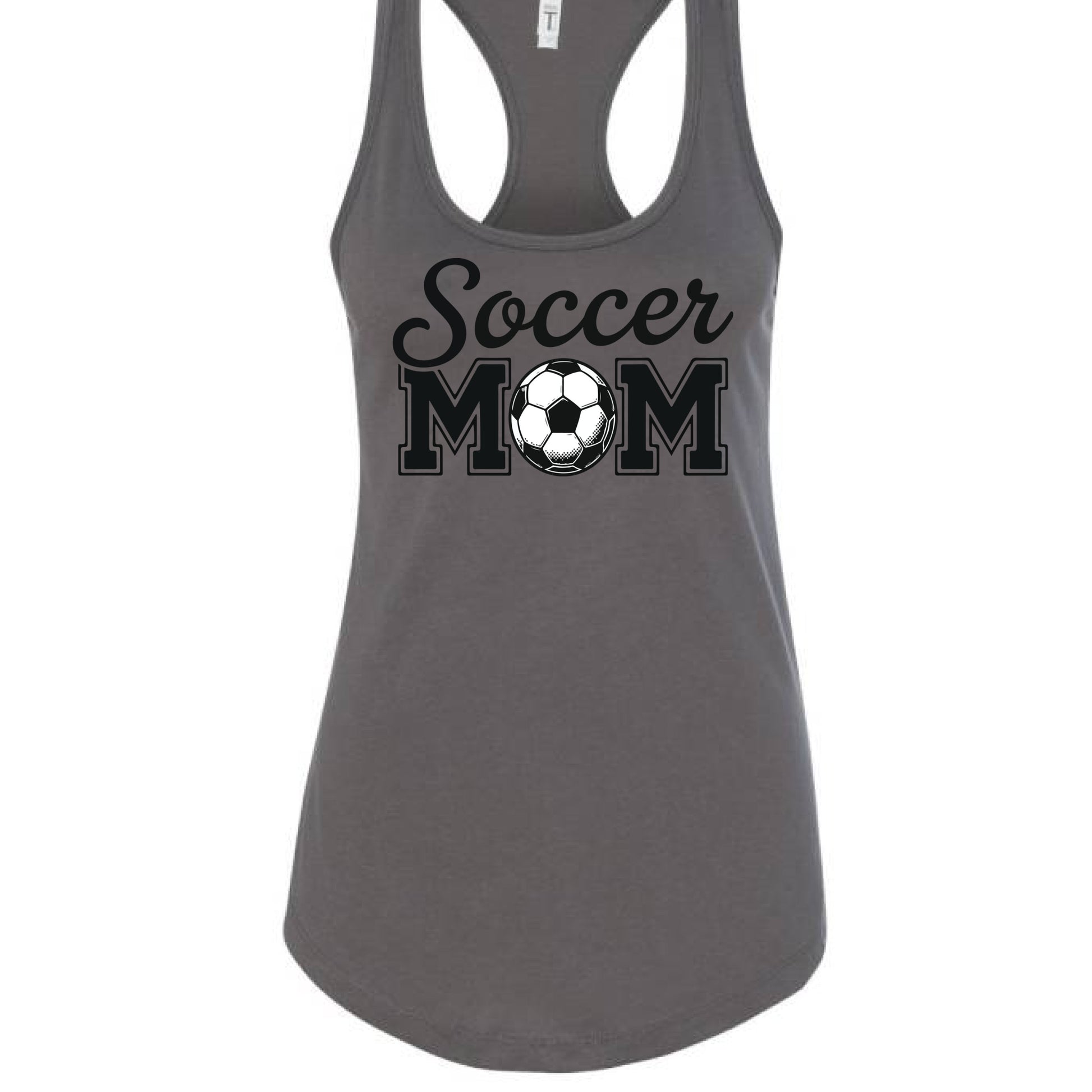 Soccer Mom Script Design with Ball Graphic – Game Day Spirit Style Tank Top Dark Gray - FRONT