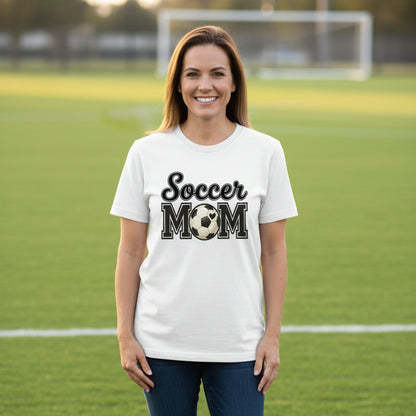 Soccer Mom T-Shirt with Heart Ball – Game Day Spirit Style WHITE - 6004 - FRONT