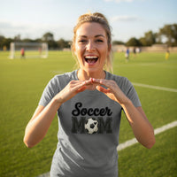 Soccer Mom T-Shirt with Heart Ball – Game Day Spirit Style DRK GREY HEATHER - 6004 - FRONT
