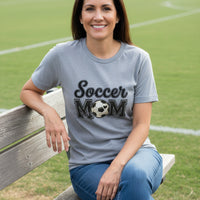 Soccer Mom T-Shirt with Heart Ball – Game Day Spirit Style ATHLETIC HEATHER - 6004 - FRONT