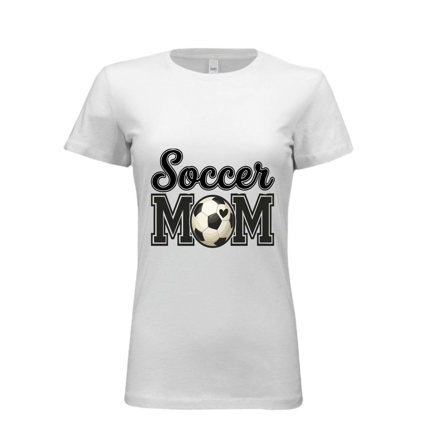 Soccer Mom T-Shirt with Heart Ball – Game Day Spirit Style WHITE - 6004 - FRONT