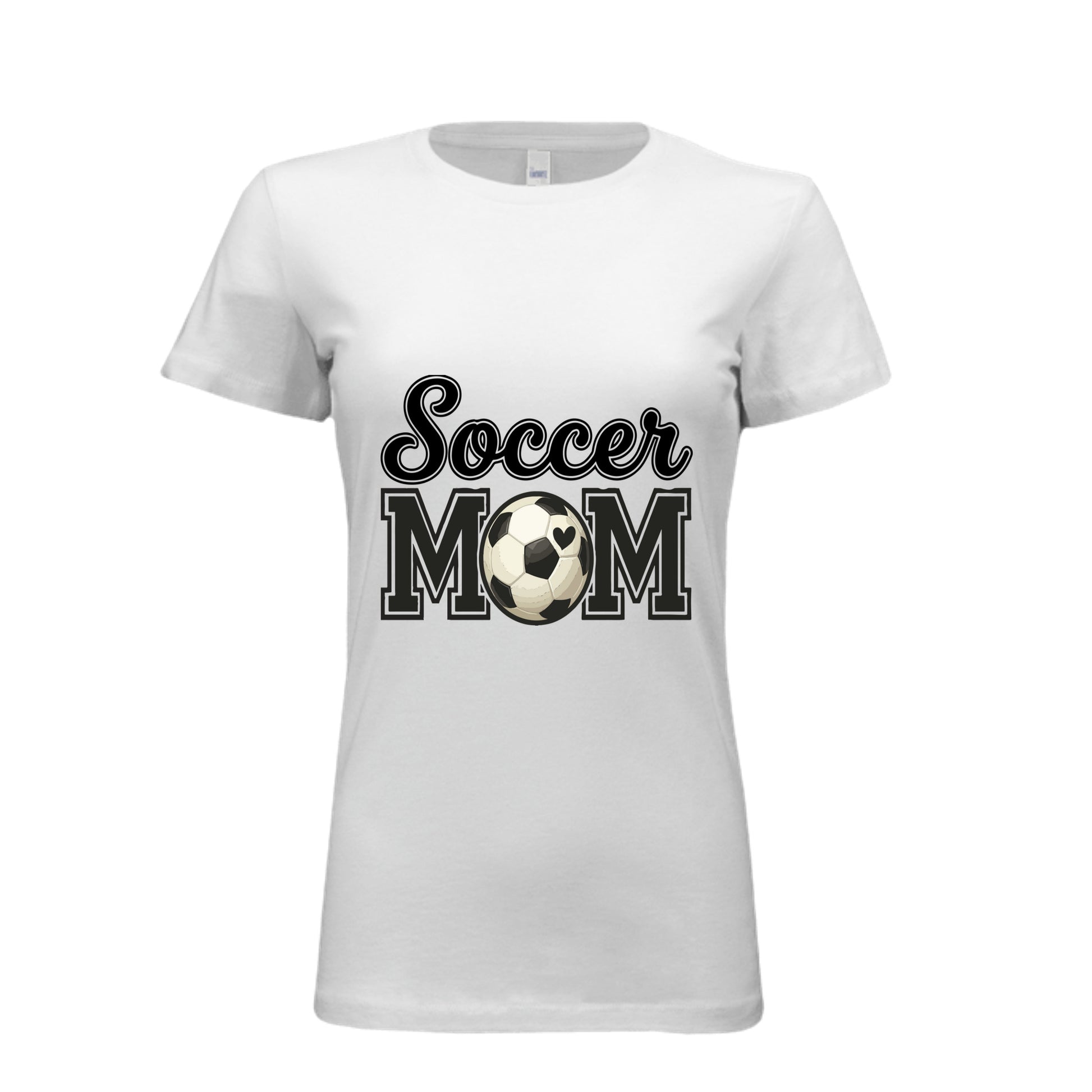 Soccer Mom T-Shirt with Heart Ball – Game Day Spirit Style WHITE - 6004 - FRONT
