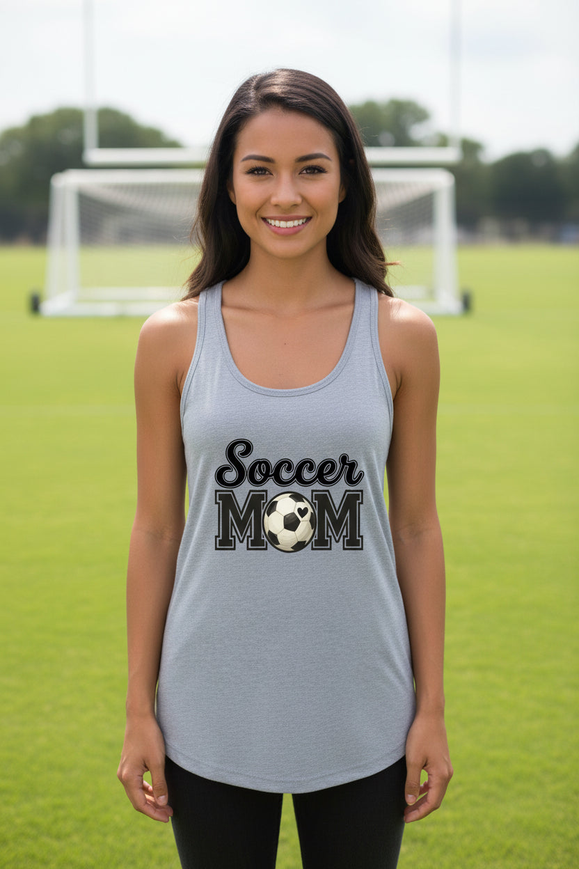 Soccer Mom Tank Top with Heart Ball – Game Day Spirit Style Heather Gray - N1533 - FRONT