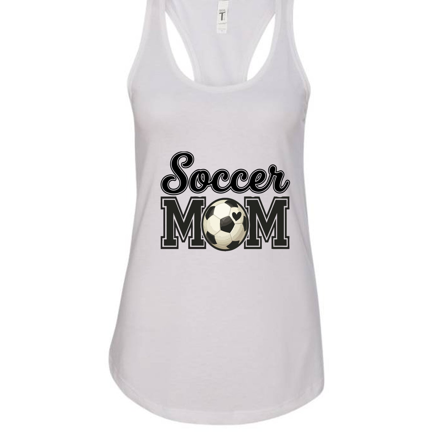 Soccer Mom Tank Top with Heart Ball – Game Day Spirit Style White - N1533 - FRONT