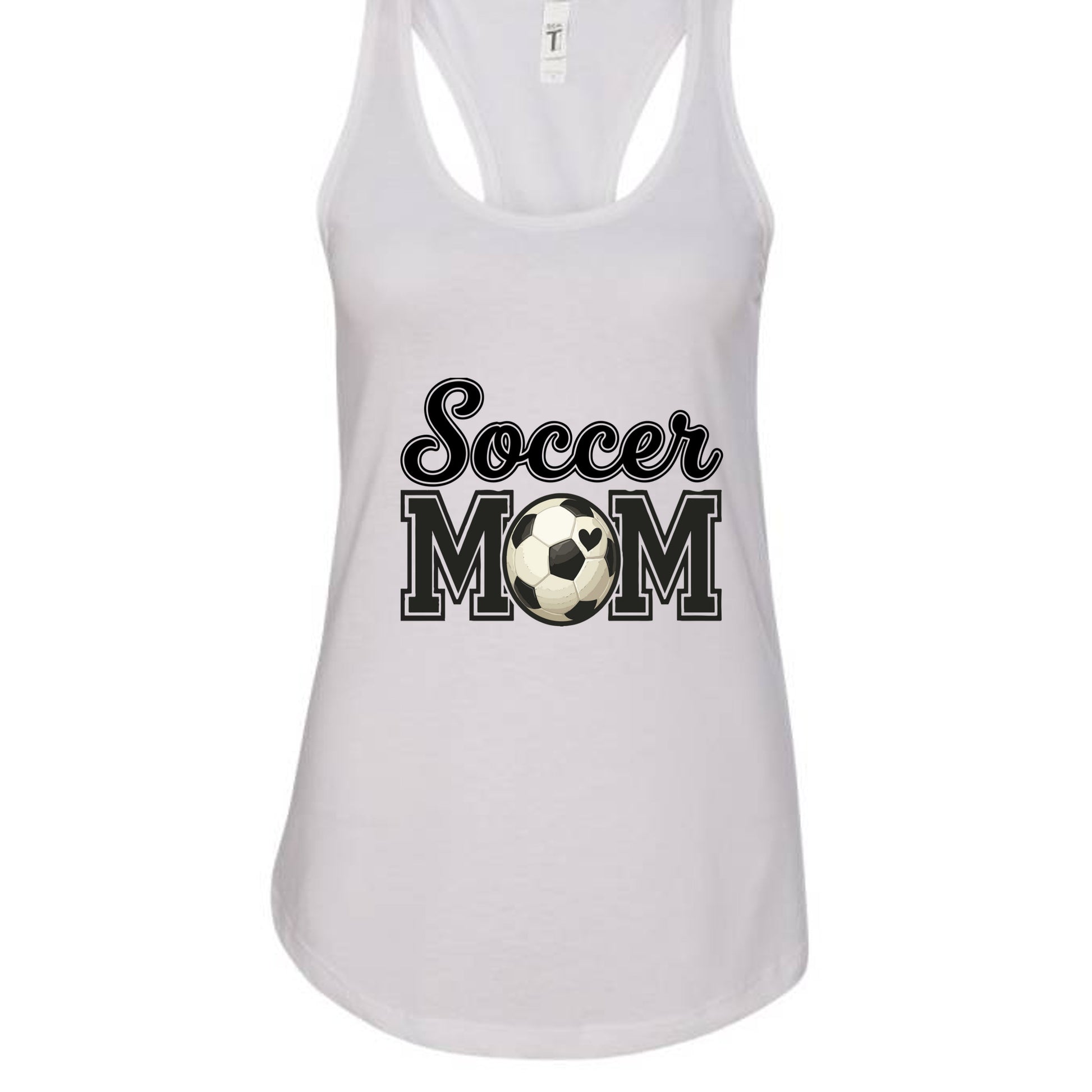Soccer Mom Tank Top with Heart Ball – Game Day Spirit Style White - N1533 - FRONT