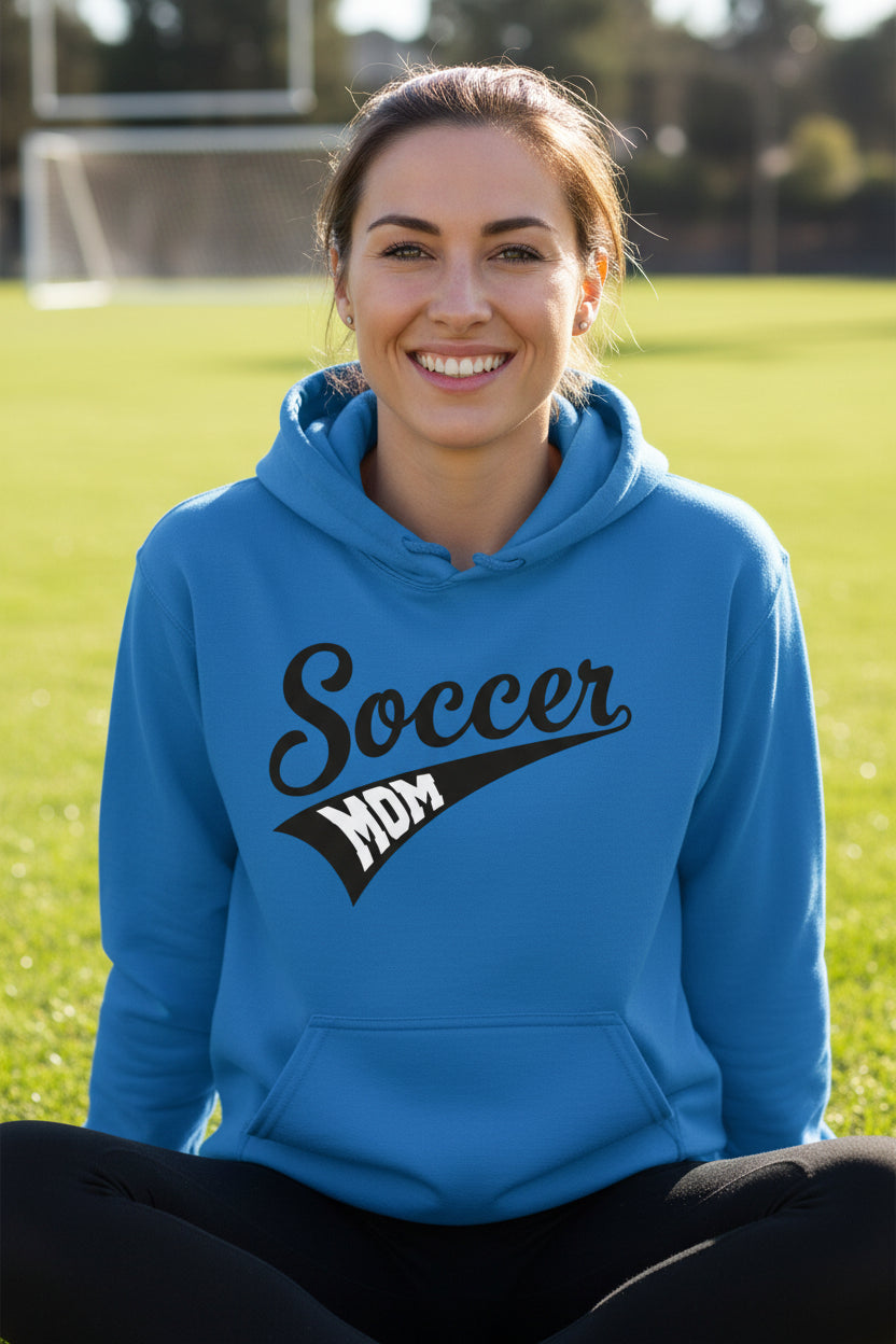 Soccer Mom Vibes – Stylish Sports Parent Pride Statement Hoodie Royal - FRONT
