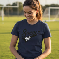 Soccer Mom Vibes – Stylish Sports Parent Pride Statement T-Shirt NAVY - FRONT