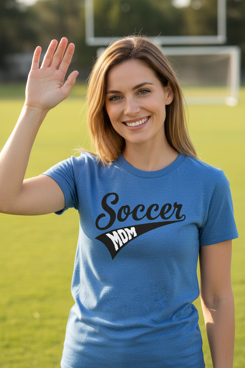 Soccer Mom Vibes – Stylish Sports Parent Pride Statement T-Shirt HTHR TRUE ROYAL - FRONT