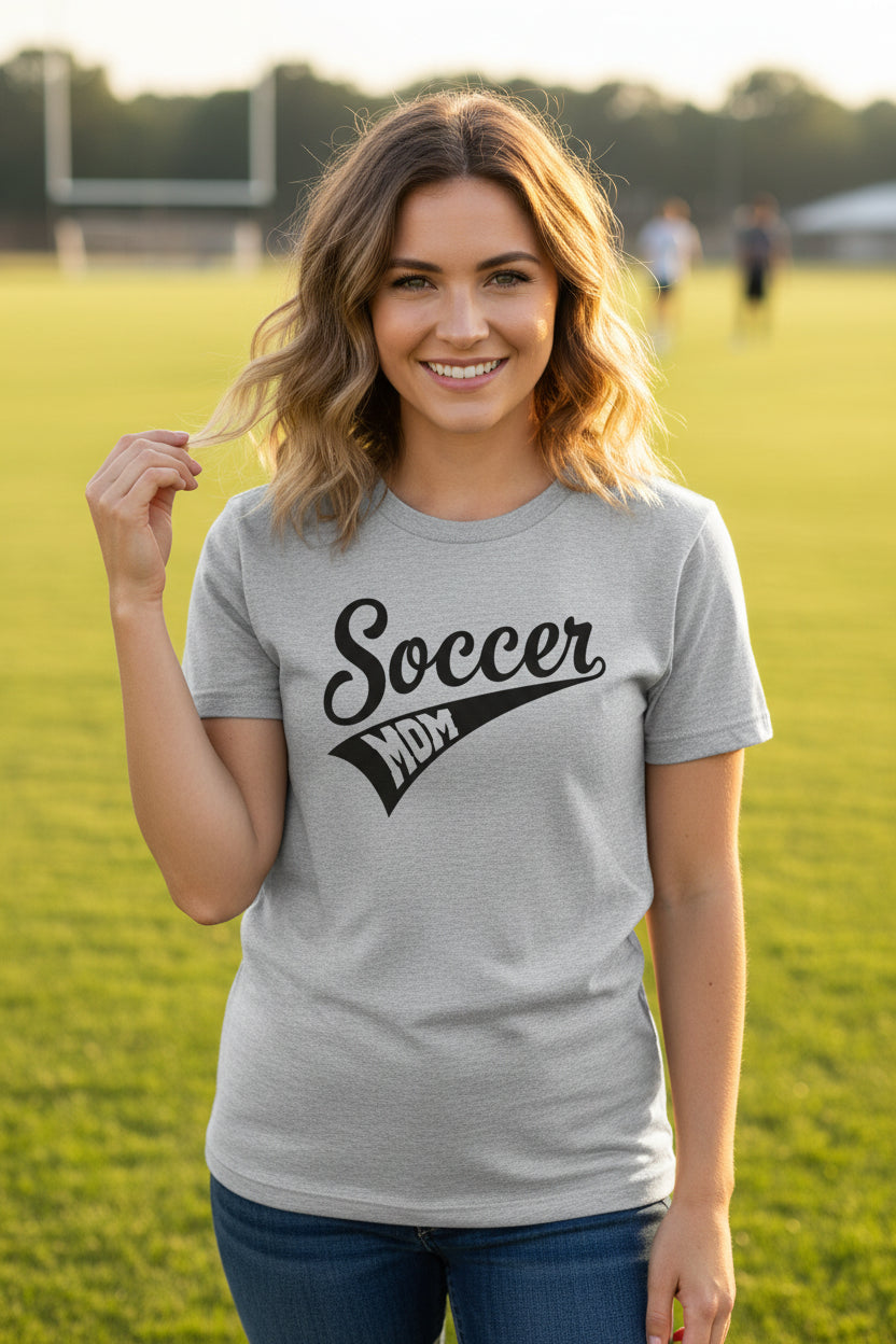 Soccer Mom Vibes – Stylish Sports Parent Pride Statement T-Shirt ATHLETIC HEATHER - FRONT