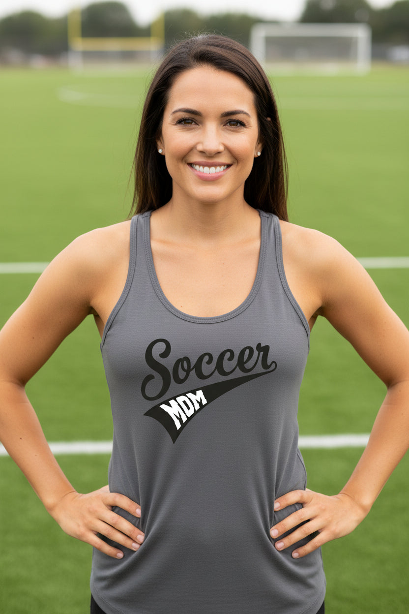 Soccer Mom Vibes – Stylish Sports Parent Pride Statement Tank Top Dark Gray - FRONT